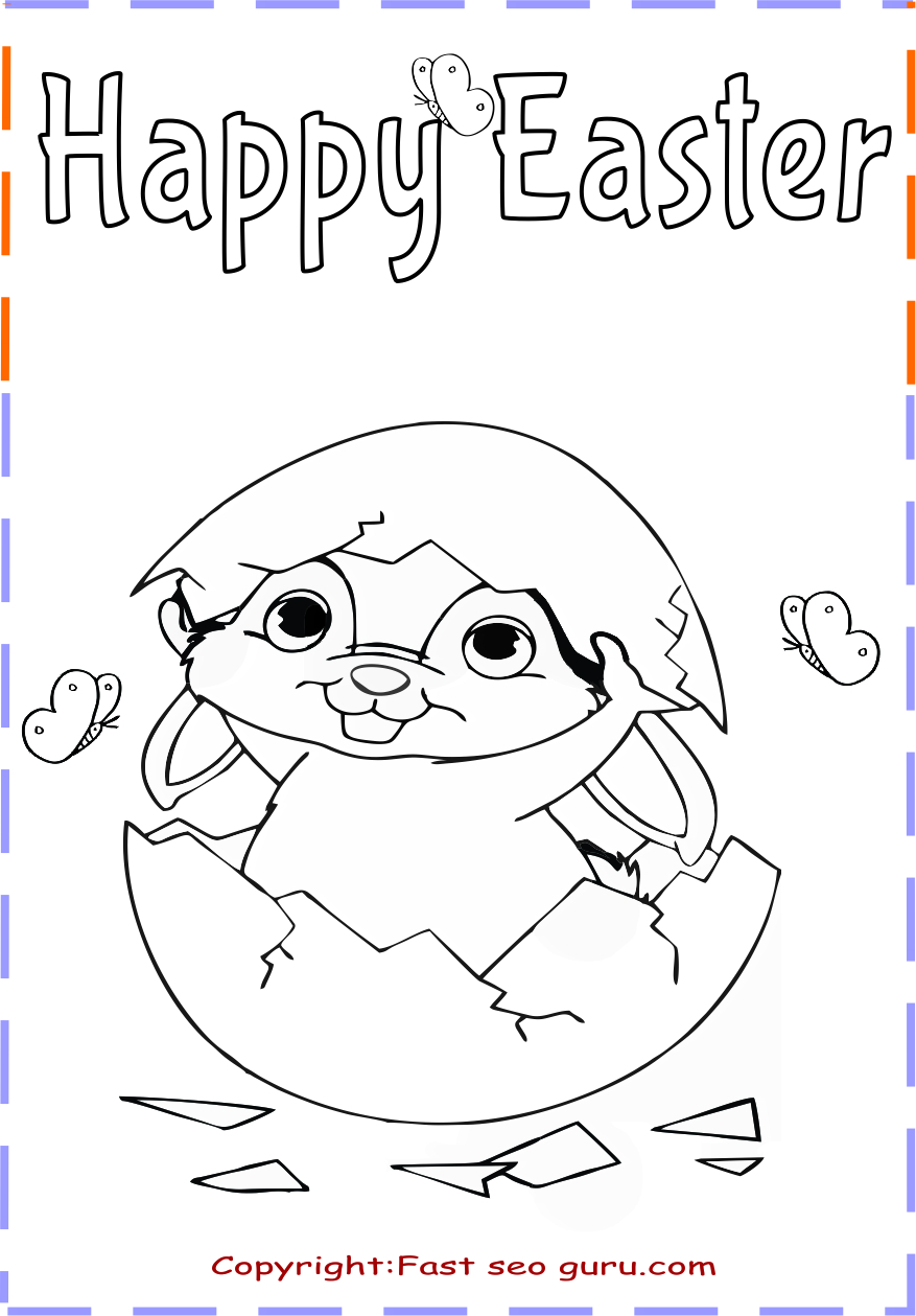 Easter bunny Hatching from Easter Egg Coloring Pages